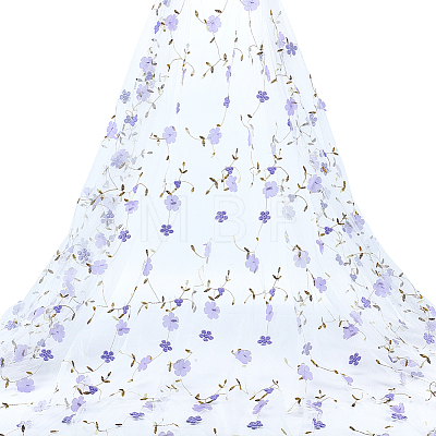 6 Yards Flower Pattern Milk Fiber Mesh Fabric DIY-NB0014-82C-1