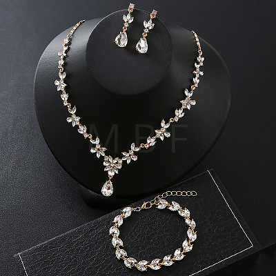 Alloy Rhinestone Pendant Necklaces & Stud Earring & Bracelets Sets for Women WG9B9CC-03-1