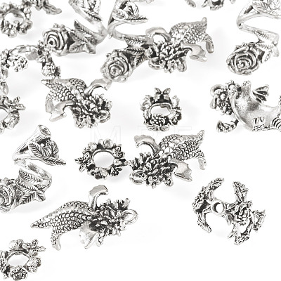 20Pcs 4 Styles Alloy Bead Caps & Spacer Beads & Pendant Cabochons Settings Finding Kits FIND-TA0010-48-1