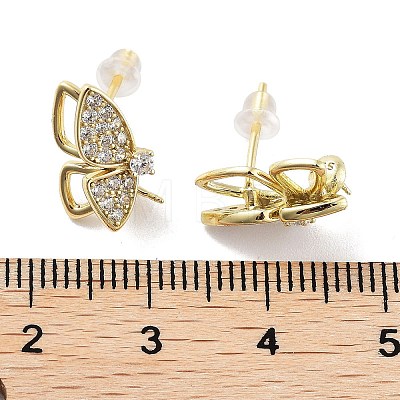 925 Sterling Silver with Cubic Zirconia Stud Earrings Findings EJEW-B038-01G-1