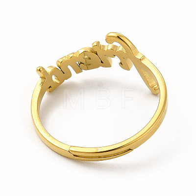 Ion Plating(IP) 304 Stainless Steel Word Friend Adjustable Ring for Women RJEW-B027-07G-1
