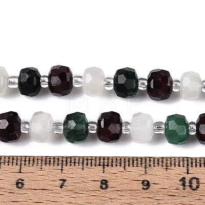 Natural Fuchsite & Garnet & White Moonstone Beads Strands G-T144-20A-01-1