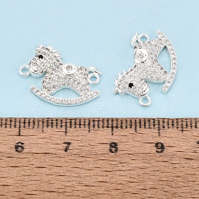 Brass Micro Pave Clear and Black Cubic Zirconia Connector Charms KK-N288-14S-1