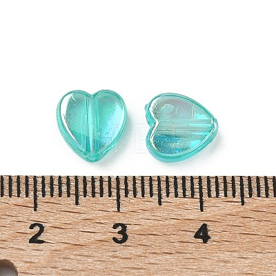 Green AB color Plated Acrylic Heart Beads X-PL539-837-1