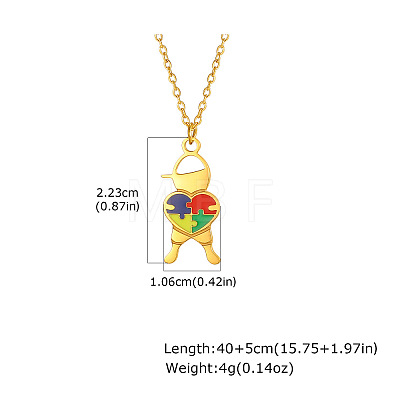 304 Stainless Steel Enamel Autism Awareness Boy Pendant Necklaces WGE6A57-01-1