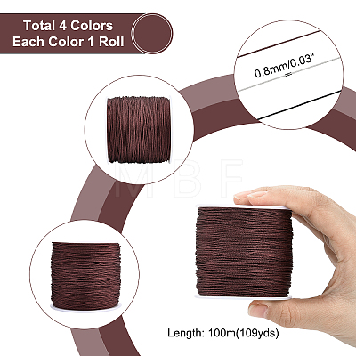   4Rolls 4 Color Nylon Thread Nylon String for Beading Jewelry Making NWIR-PH0001-87-1