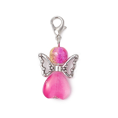 Angel Glass Pendant Decorations HJEW-JM02641-1