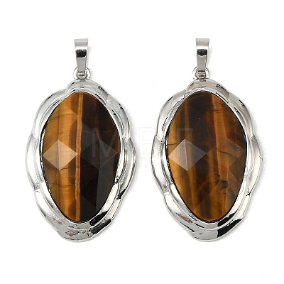 Natural Tiger Eye Faceted Pendants G-D102-02P-02-1