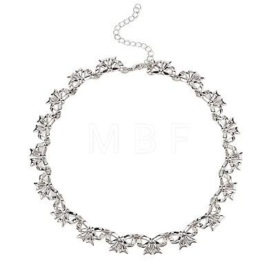 Zinc Alloy Bowknot Link Chain Necklaces for Women WGC55C3-01-1