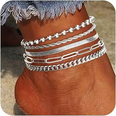 Alloy Chain Anklets Sets for Women WG886AF-07-1