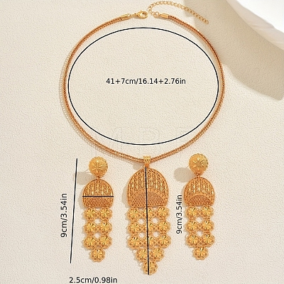 Vintage Alloy Long Tassel Hollow Flower Earrings & Necklaces Sets for Women HI3455-1