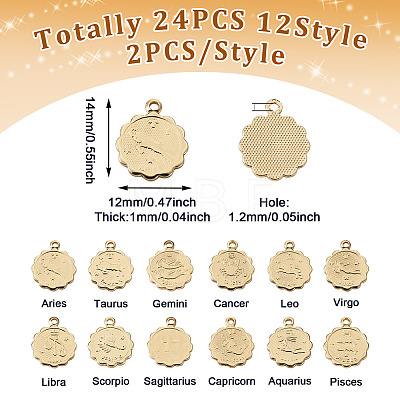 24Pcs 12 Style Brass Charms KK-TA0001-09-1