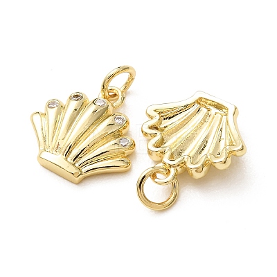 Brass Micro Pave Clear Cubic Zirconia Charms CU-E003-18G-02-1