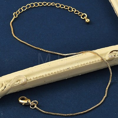 Rack Plating Brass Box Chain Bracelets for Women BJEW-G735-02G-1