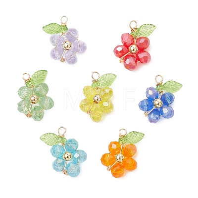 7Pcs Glass Pendants PALLOY-JF04732-1
