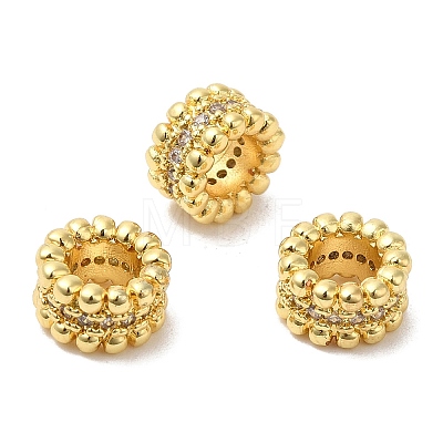 Rack Plating Brass Cubic Zirconia European Beads KK-R147-05G-1