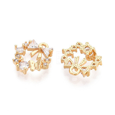Brass Micro Pave Cubic Zirconia Charms KK-N263-78A-G-1