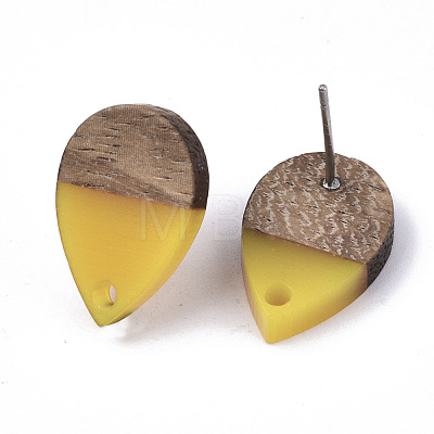 Resin & Walnut Wood Stud Earring Findings MAK-N032-002A-B05-1