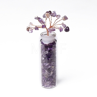 Natural Amethyst Chips Tree of Life Decorations DJEW-PW0012-042F-1
