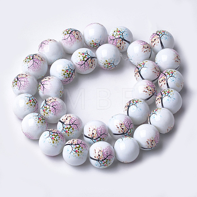 Printed & Spray Painted Glass Beads GLAA-S047-02C-02-1