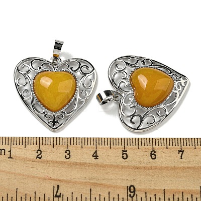 Natural Topaz Jade Peach Love Heart Pendants G-G158-01M-1