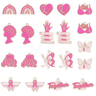 20Pcs 10 Styles Awareness Ribbon Alloy Enamel Pendants ENAM-YW0008-26-1