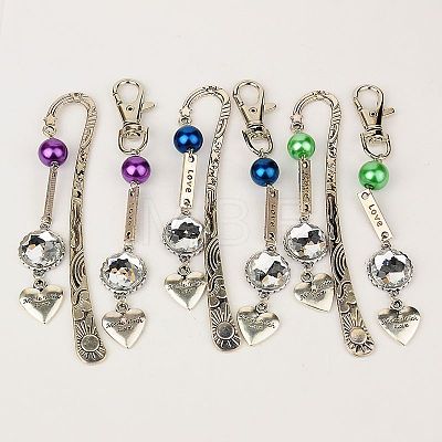 Tibetan Style Jewelry Sets for Valentine's Day: Bookmarks/Hairpins & Keychain SJEW-JS00506-1