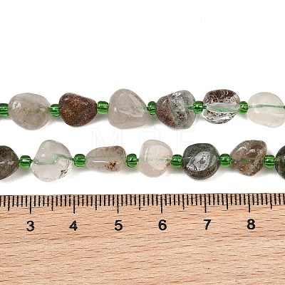 Natural Green Lodolite Quartz/Garden Quartz/Green Phantom Quartz Beads Strands GG-CBA3A44-C05-02-1