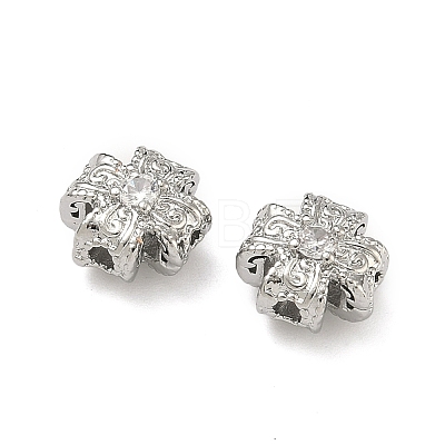 Brass Clear Cubic Zirconia Beads KK-D228-14P-1