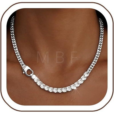 Brass Pave Clear Cubic Zirconia Tennis Necklaces WGA050F-02-1