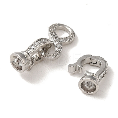 Rack Plating Brass Pave Clear Cubic Zirconia Fold Over Clasps KK-M285-31B-02P-1