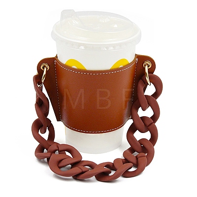 PU Leather Heat Resistant Reusable Cup Sleeve AJEW-WH0240-85A-1