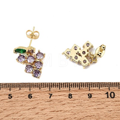 Brass Pave Cubic Zirconia Stud Dangle Earrings CU-CBA2AB4-02G-1