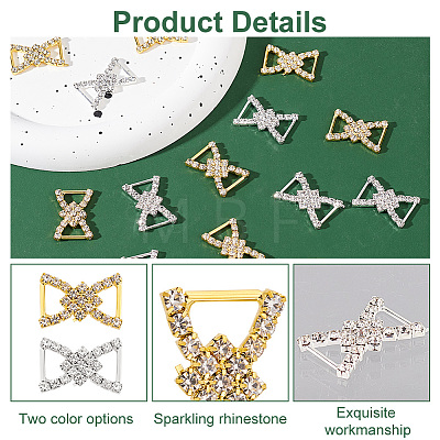 WADORN 16Pcs 2 Colors Alloy Rhinestone Buckle JEWB-WR0001-04-1