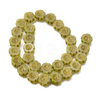 Picasso Baking Paint & Golden Metal Enlaced Glass Beads Strands GL-CBA98F0-04A-1