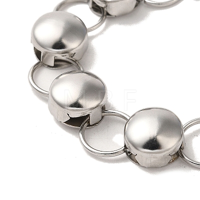 304 Stainless Steel Flat Round Link Chain Bracelet BJEW-Q776-02D-01-1