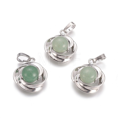 Natural Green Aventurine Pendants G-L512-K09-1