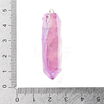 Electroplated Natural Quartz Pendants G-P315-B01-04G-1