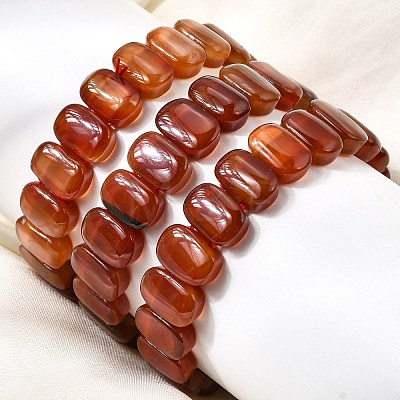 Natural Carnelian Beaded Stretch Bracelets for Women Men BJEW-D461-02F-1