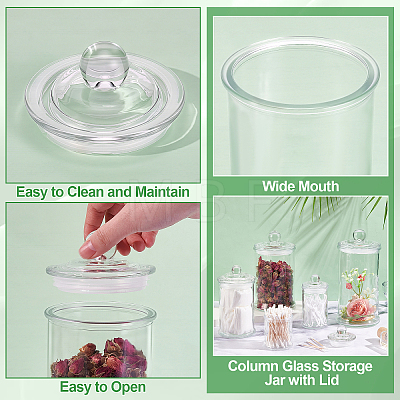 Column Glass Storage Jar with Lid AJEW-WA0004-78-1