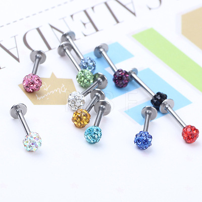 316 Surgical Stainless Steel Rhinestone Round Ball Threadless Labrets WG0410F-03-1