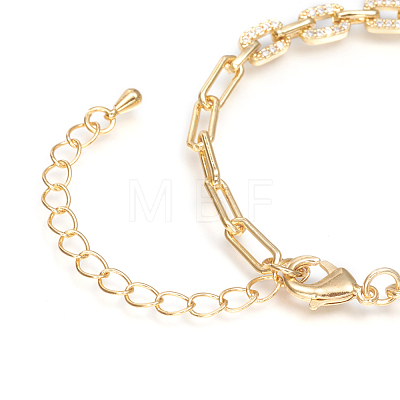 Brass Paperclip Chains Bracelets BJEW-I286-02G-1
