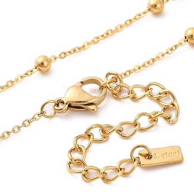 Ion Plating(IP) 304 Stainless Steel Bowknot Pendant Ball Chain Necklaces for Women NJEW-G142-03G-1