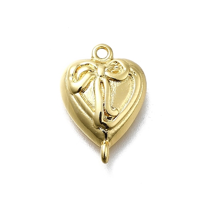 Brass Bowknot Heart Links KK-K400-49G-02-1