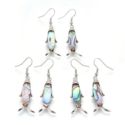 Abalone Shell/Paua Shell Dangle Earrings EJEW-P175-B01-1