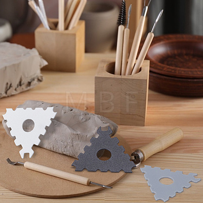 3Pcs 3 Colors Plastic All-in-One Pottery Trimming Tools CELT-UN0001-07-1