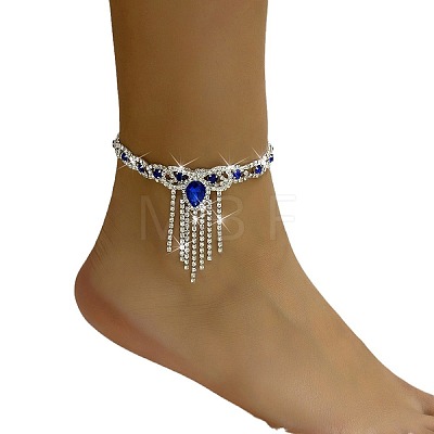 Bowknot Tassel Alloy Rhinestone Anklets for Women WGEE1E3-01-1