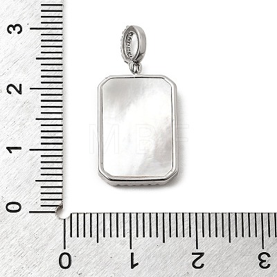Natural Shell & Clear Cubic Zirconia Pendants KK-G553-11P-1