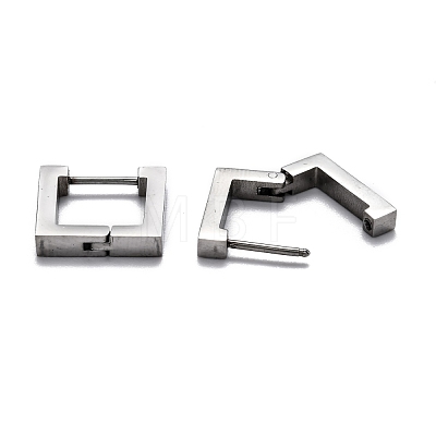 304 Stainless Steel Square Huggie Hoop Earrings STAS-H156-09B-P-1