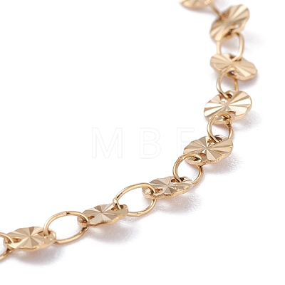 Vacuum Plating 304 Stainless Steel Flat Round Link Chain Bracelets BJEW-I295-05C-G-1